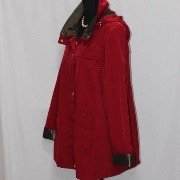 Gallery Petite Cranberry Red Hooded Raincoat - Picture 6 of 16